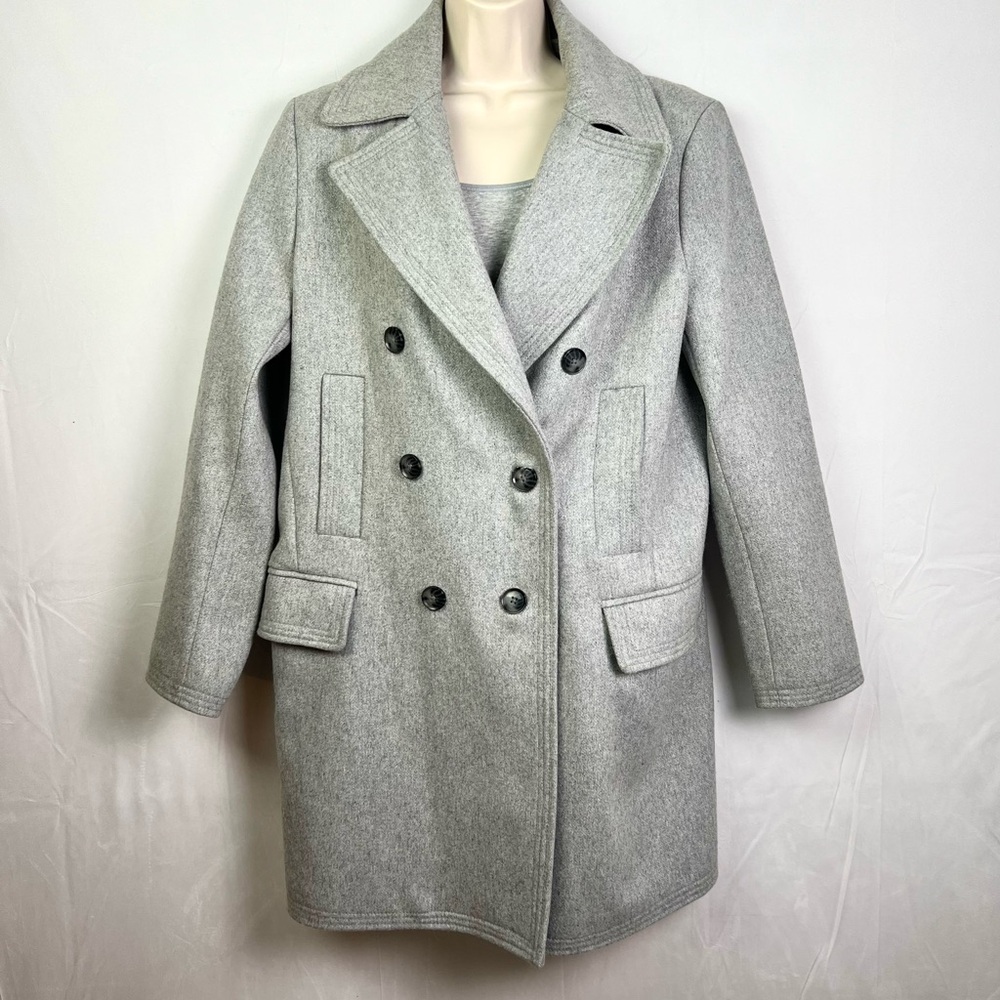 Banana Republic Light Gray Wool Double Breasted Peacoat